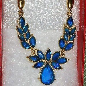 Royal Blue & Gold  Crystal Necklace set